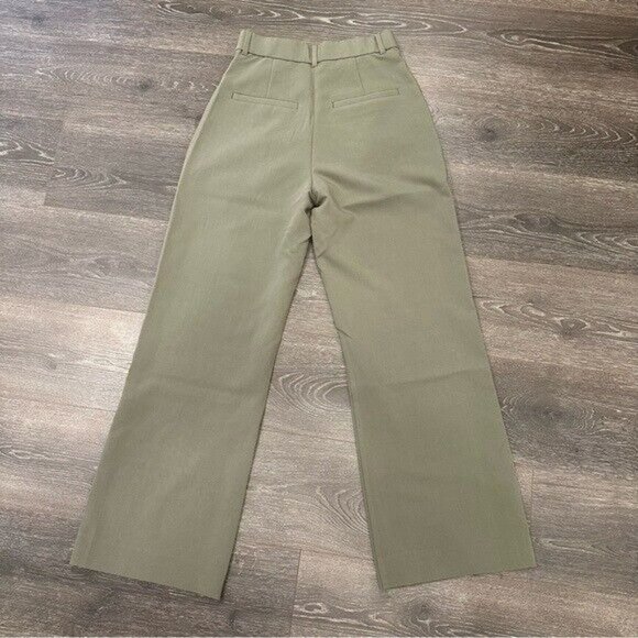 A&F Abercrombie & Fitch Sloane Tailored Pant Ultra High Wide Leg Olive Sz 26 - Picture 4 of 10